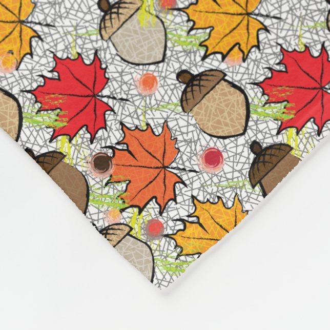Acorns and leaves VII Fleece Blanket (Corner)