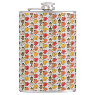 Acorns and leaves VII Hip Flask