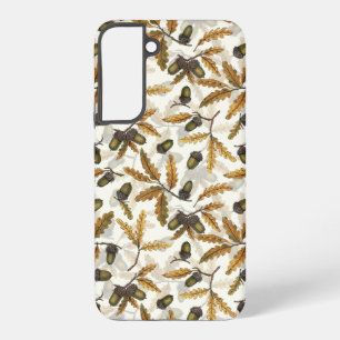 Acorns and oak leaves on off white samsung galaxy case
