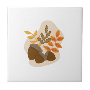 Acorns Autumn Fall Ceramic Tile
