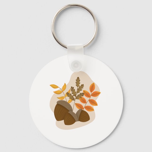 Acorns Autumn Fall  Key Ring (Front)