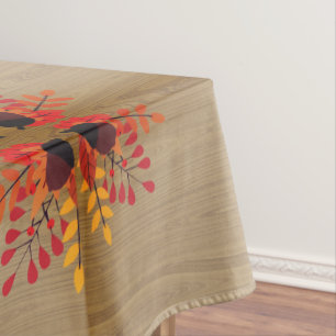 Acorns Autumn Orange Tan Tablecloth