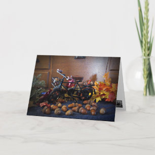 Acorns Delight Autumn Ride Greeting Card SvG