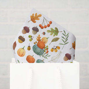 Acorns Pumpkin Decoupage Tissue Paper, Fall Paper