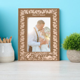 Acorns Rabbit & Squirrel Foliage Border Etched Frames