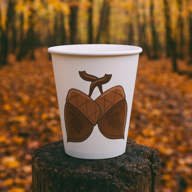 Acorns Rustic Autumn Forest Nature Paper Cups (Creator Uploaded)