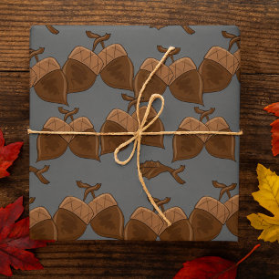 Acorns Rustic Autumn Forest Nature Wrapping Paper