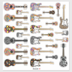 Acoustic and Electric Guitar Sticker Collection