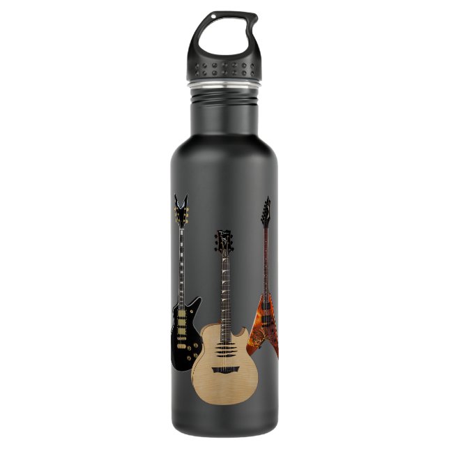 Acoustic And Electric Guitars Rock Music Player Co 710 Ml Water Bottle (Front)