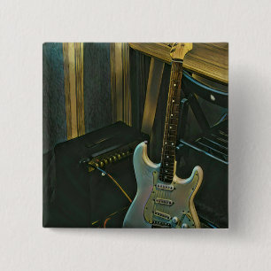 acoustic bass electric guitar gift 15 cm square badge
