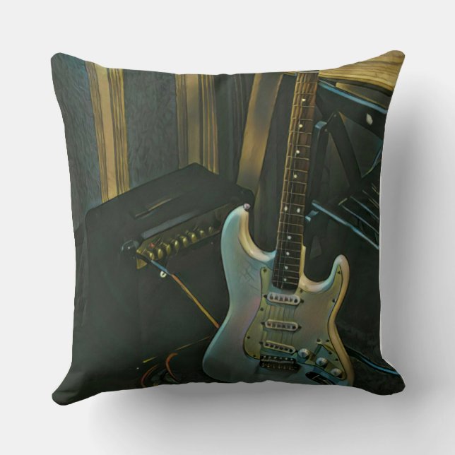 acoustic bass electric guitar gift cushion (Back)