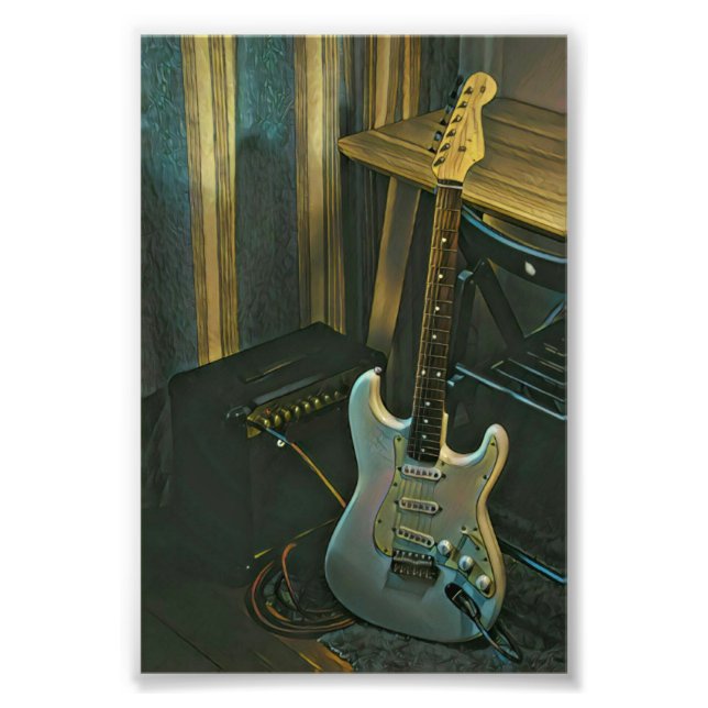 acoustic bass electric guitar gift photo print (Front)