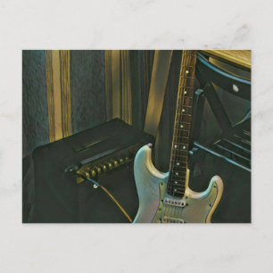acoustic bass electric guitar gift postcard