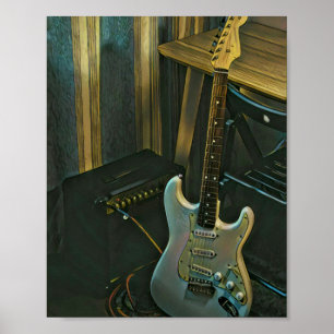 acoustic bass electric guitar gift poster
