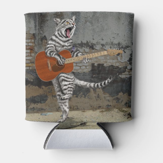 Acoustic Cat Guitar Can Cooler (Front)