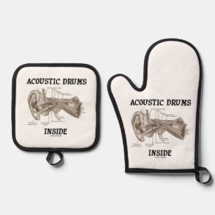 Acoustic Drums Inside Anatomy Of Human Ear Oven Mitt & Pot Holder Set