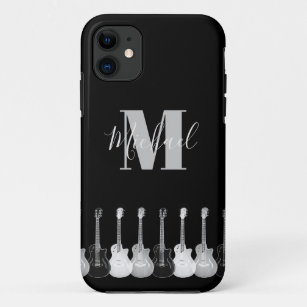 Acoustic electric guitar monochromatic monogram Case-Mate iPhone case