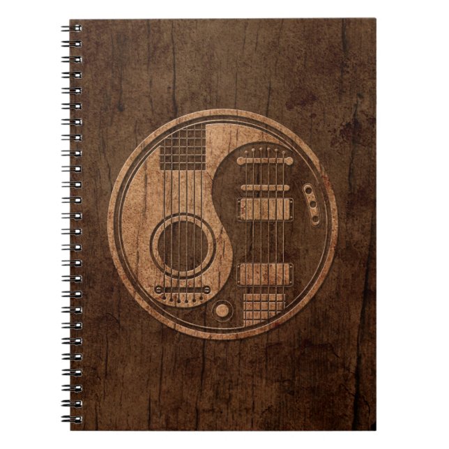 Acoustic Electric Guitars Yin Yang Wood Effect Notebook (Front)