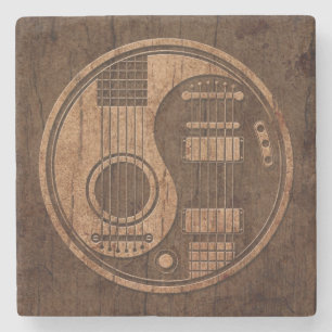 Acoustic Electric Guitars Yin Yang Wood Effect Stone Coaster