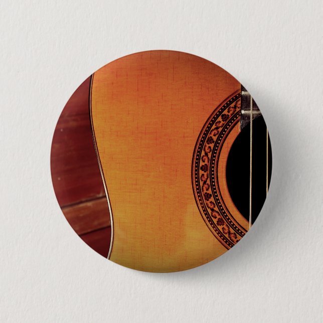 Acoustic Guitar 6 Cm Round Badge (Front)