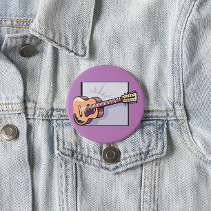 Acoustic Guitar 7.5 Cm Round Badge
