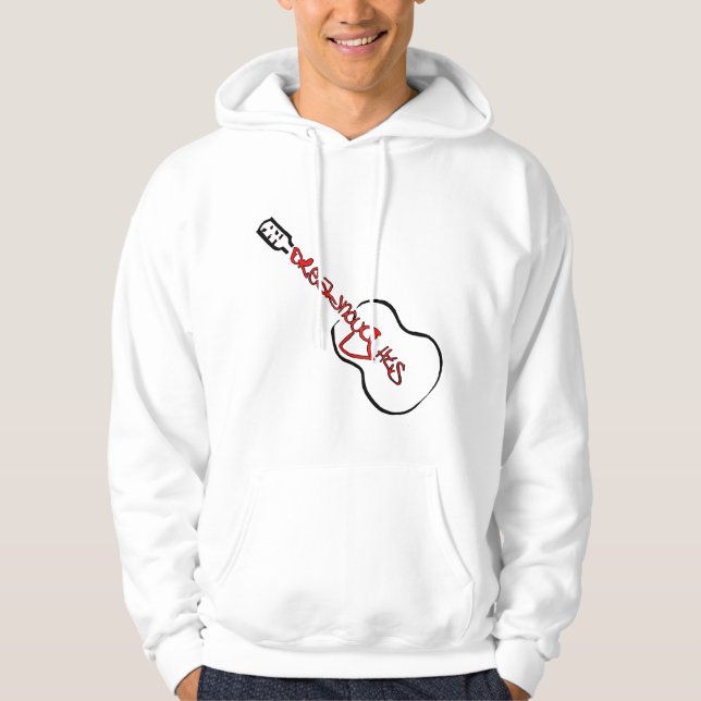Acoustic Guitar Abstract Logo red Hoodie (Front)