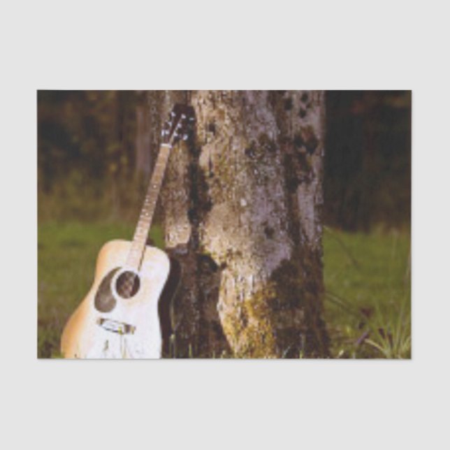 acoustic guitar against tree tissue paper (Front)