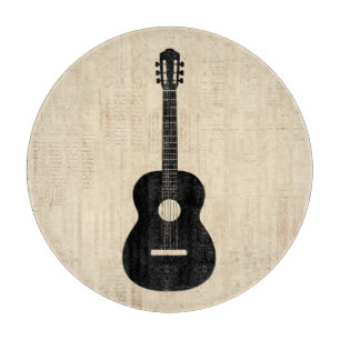 Acoustic Guitar Art Script Background Cutting Board