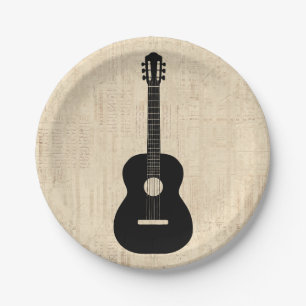 Acoustic Guitar Art Script Background Paper Plate