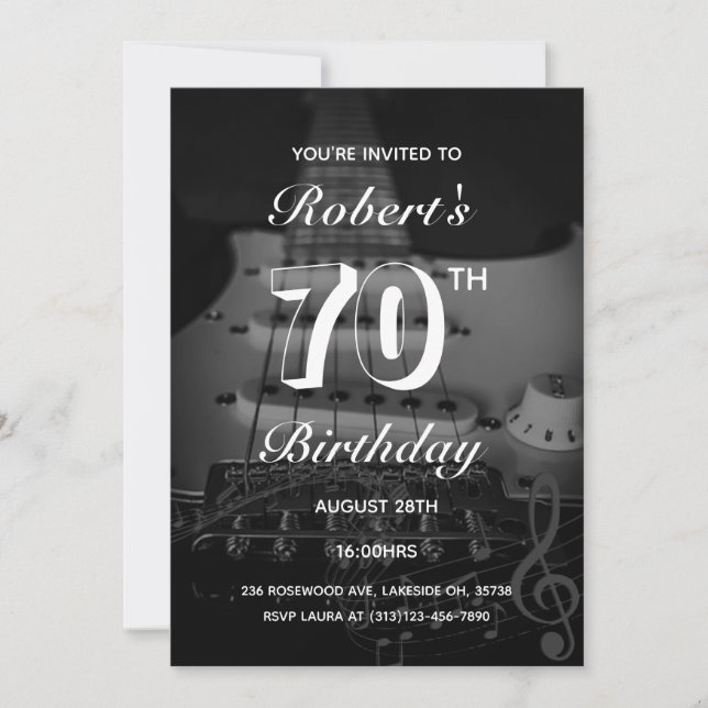 Acoustic Guitar Birthday Party Invitation  (Front)