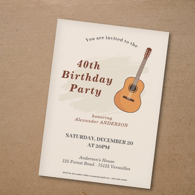 Acoustic Guitar Birthday Party Invitation (Acoustic Guitar Birthday Party Invitation)