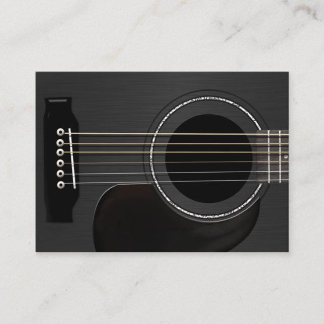 Acoustic Guitar Black Business Card (Front)