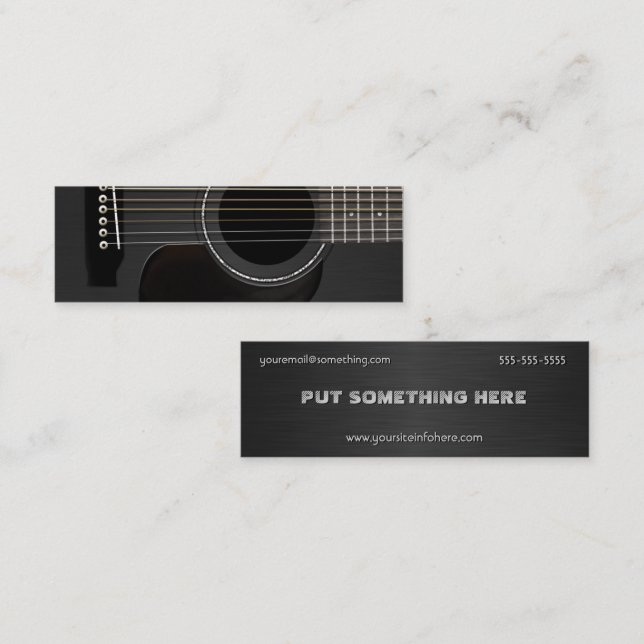 Acoustic Guitar Black Mini Business Card (Front/Back)
