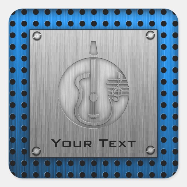 Acoustic Guitar; Brushed metal-look Square Sticker (Front)