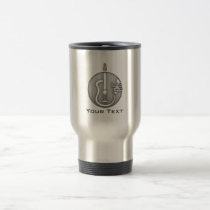 Acoustic Guitar; Brushed metal-look Travel Mug