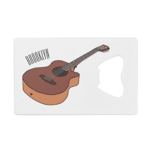Acoustic guitar cartoon illustration 