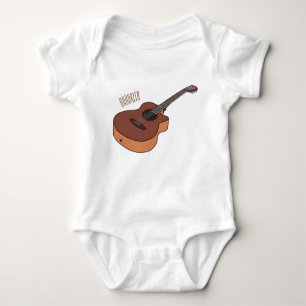 Acoustic guitar cartoon illustration  baby bodysuit