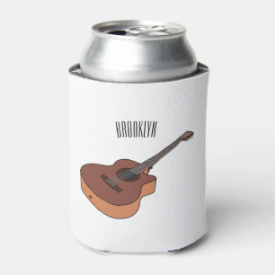 Acoustic guitar cartoon illustration can cooler