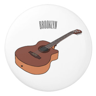Acoustic guitar cartoon illustration ceramic knob