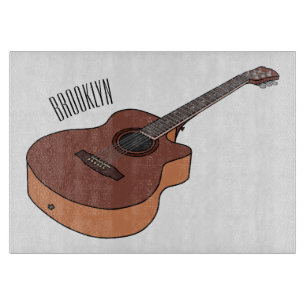 Acoustic guitar cartoon illustration cutting board
