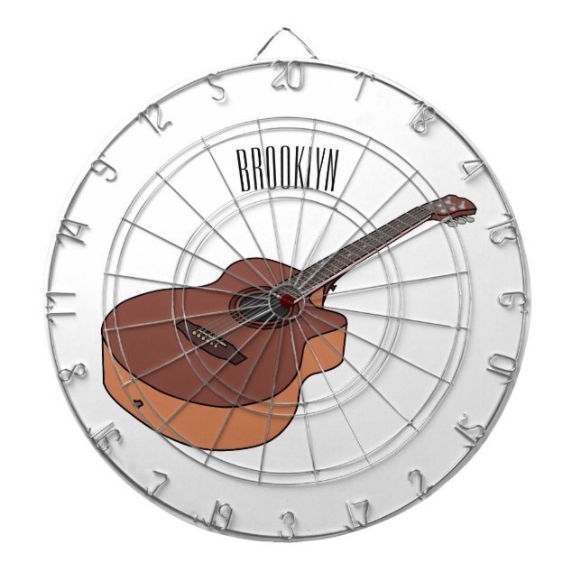 Acoustic guitar cartoon illustration  dartboard (Front)