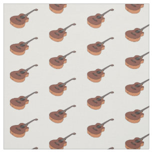 Acoustic guitar cartoon illustration fabric
