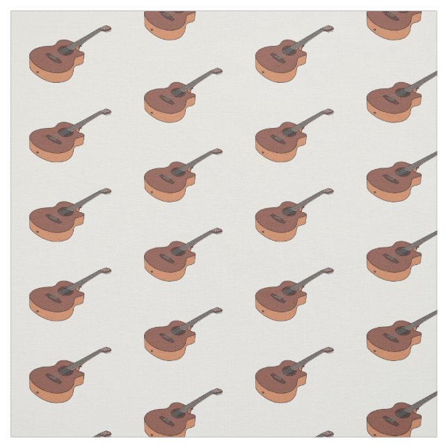 Acoustic guitar cartoon illustration fabric (Swatch)