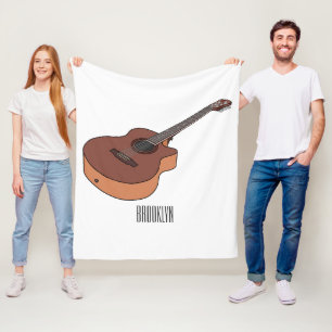Acoustic guitar cartoon illustration  fleece blanket