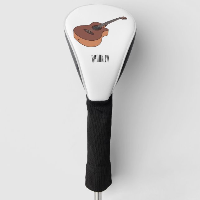 Acoustic guitar cartoon illustration  golf head cover (Front)