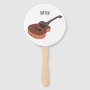 Acoustic guitar cartoon illustration hand fan