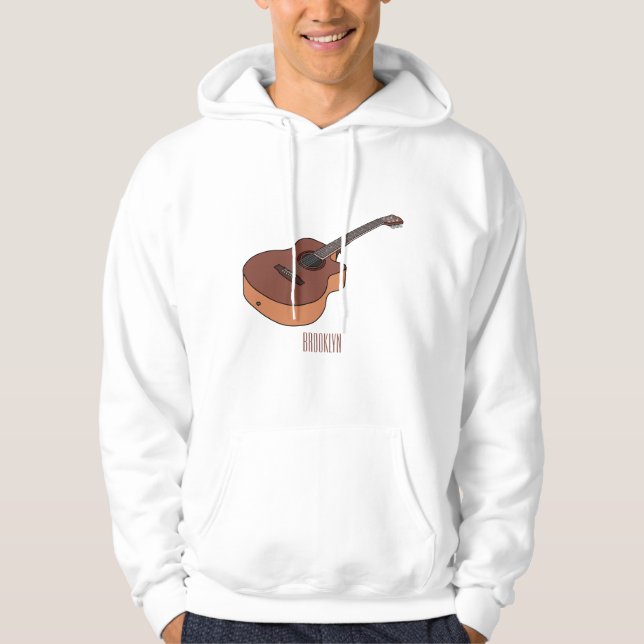 Acoustic guitar cartoon illustration  hoodie (Front)