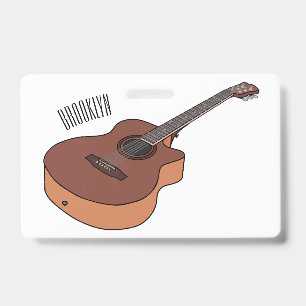 Acoustic guitar cartoon illustration ID badge