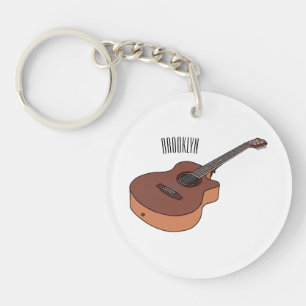 Acoustic guitar cartoon illustration  key ring