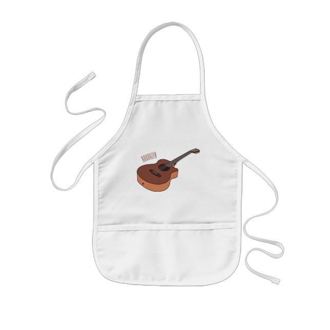 Acoustic guitar cartoon illustration  kids apron (Front)